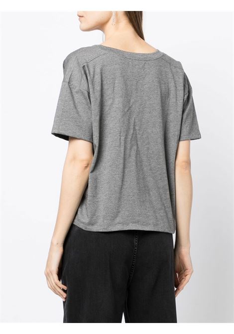 T-shirt Pima con scollo a V in grigio Loulou Studio - donna LOULOU DE SAISON | FAAAGRYMLNG